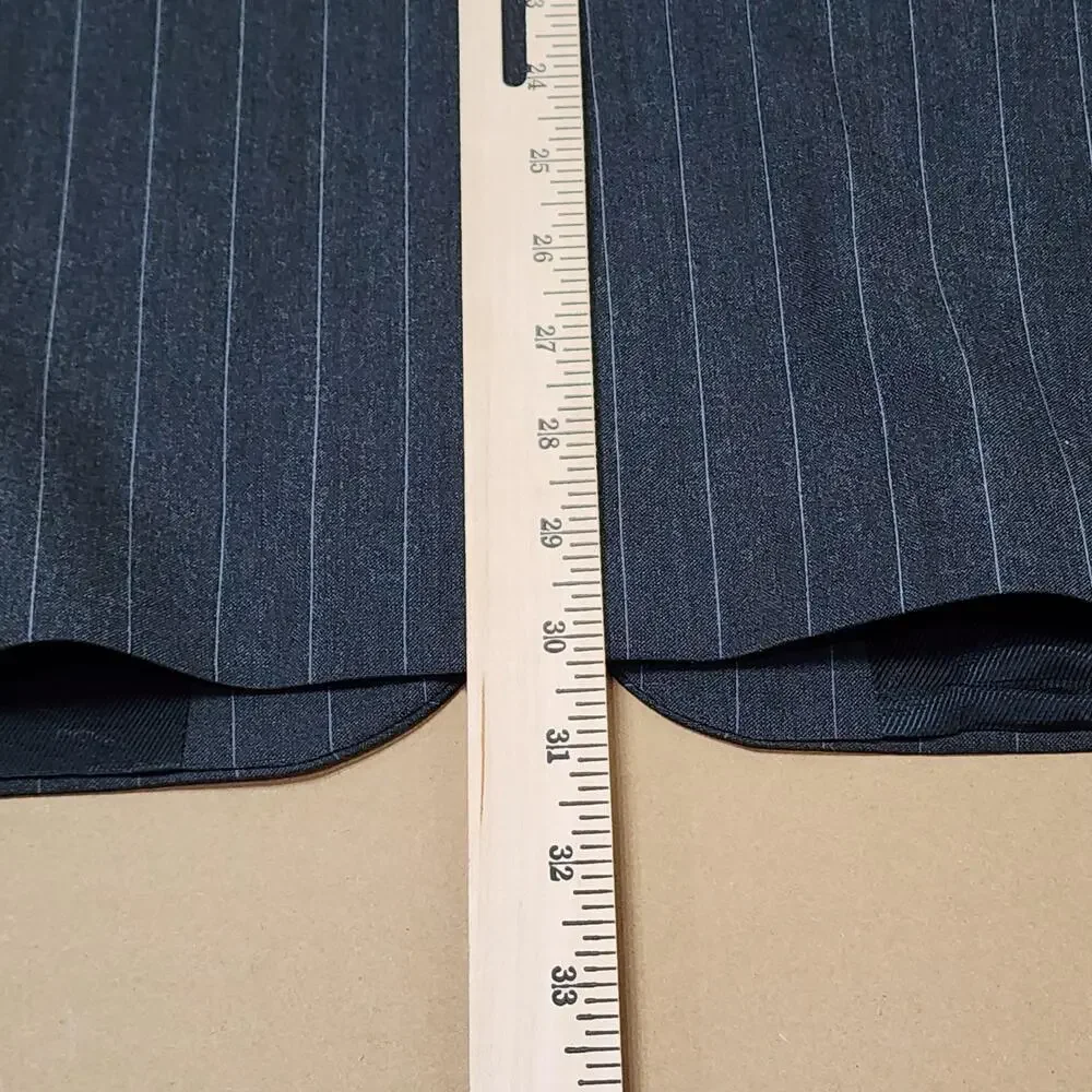 Oscar De La Renta Suit Jacket Mens 40 Gray Wool Pinstripe Two Button Blazer
